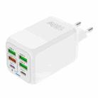 150W 4 x USB + 2 x USB-C / Type-C Multi-port Fast Charger, EU Plug(White) - 1