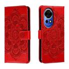 For Huawei Nova 12 Sun Mandala Embossing Pattern Phone Leather Case(Red) - 1