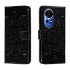 For Huawei Nova 12 Sun Mandala Embossing Pattern Phone Leather Case(Black) - 1