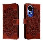 For Huawei Nova 12 Sun Mandala Embossing Pattern Phone Leather Case(Brown) - 1