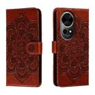 For Huawei Nova 12 Pro Sun Mandala Embossing Pattern Phone Leather Case(Brown) - 1