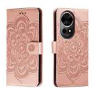 For Huawei Nova 12 Pro Sun Mandala Embossing Pattern Phone Leather Case(Rose Gold) - 1