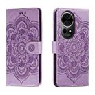 For Huawei Nova 12 Pro Sun Mandala Embossing Pattern Phone Leather Case(Purple) - 1