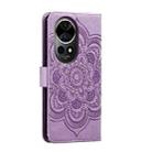 For Huawei Nova 12 Pro Sun Mandala Embossing Pattern Phone Leather Case(Purple) - 3