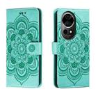 For Huawei Nova 12 Pro Sun Mandala Embossing Pattern Phone Leather Case(Green) - 1