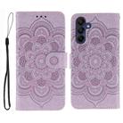 For Samsung Galaxy A25 Sun Mandala Embossing Pattern Phone Leather Case(Purple) - 1