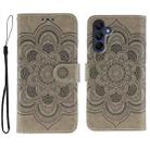 For Samsung Galaxy A36 Sun Mandala Embossing Pattern Phone Leather Case(Grey) - 1