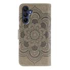 For Samsung Galaxy A36 Sun Mandala Embossing Pattern Phone Leather Case(Grey) - 3