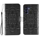 For Samsung Galaxy A36 Sun Mandala Embossing Pattern Phone Leather Case(Black) - 1