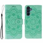 For Samsung Galaxy A36 Sun Mandala Embossing Pattern Phone Leather Case(Green) - 1