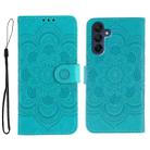 For Samsung Galaxy A56 Sun Mandala Embossing Pattern Phone Leather Case(Blue) - 1