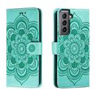 For Samsung Galaxy S21 5G Sun Mandala Embossing Pattern Phone Leather Case(Green) - 1