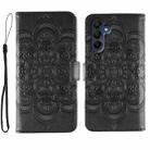For Samsung Galaxy S25+ / S24+ 5G Sun Mandala Embossing Pattern Phone Leather Case(Black) - 1