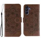 For Samsung Galaxy S25+ / S24+ 5G Sun Mandala Embossing Pattern Phone Leather Case(Brown) - 1