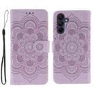For Samsung Galaxy S25+ / S24+ 5G Sun Mandala Embossing Pattern Phone Leather Case(Purple) - 1