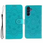For Samsung Galaxy S25+ / S24+ 5G Sun Mandala Embossing Pattern Phone Leather Case(Blue) - 1