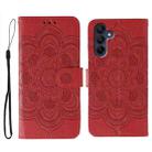 For Samsung Galaxy S25 / S24 5G Sun Mandala Embossing Pattern Phone Leather Case(Red) - 1