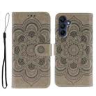 For Samsung Galaxy S25 / S24 5G Sun Mandala Embossing Pattern Phone Leather Case(Grey) - 1