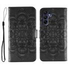 For Samsung Galaxy S25 / S24 5G Sun Mandala Embossing Pattern Phone Leather Case(Black) - 1
