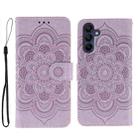 For Samsung Galaxy S25 / S24 5G Sun Mandala Embossing Pattern Phone Leather Case(Purple) - 1