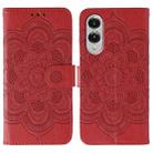 For Samsung Galaxy S25 Edge 5G Sun Mandala Embossing Pattern Phone Leather Case(Red) - 1