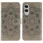 For Samsung Galaxy S25 Edge 5G Sun Mandala Embossing Pattern Phone Leather Case(Grey) - 1