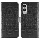 For Samsung Galaxy S25 Edge 5G Sun Mandala Embossing Pattern Phone Leather Case(Black) - 1