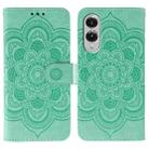 For Samsung Galaxy S25 Edge 5G Sun Mandala Embossing Pattern Phone Leather Case(Green) - 1