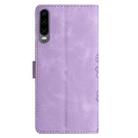 For Huawei P30 Cherry Blossom Butterfly Skin Feel Embossed PU Phone Case(Purple) - 3