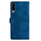 For Huawei P30 Cherry Blossom Butterfly Skin Feel Embossed PU Phone Case(Blue) - 3