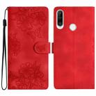 For Huawei P30 lite Cherry Blossom Butterfly Skin Feel Embossed PU Phone Case(Red) - 1