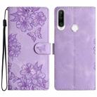 For Huawei P30 lite Cherry Blossom Butterfly Skin Feel Embossed PU Phone Case(Purple) - 1