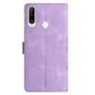 For Huawei P30 lite Cherry Blossom Butterfly Skin Feel Embossed PU Phone Case(Purple) - 3