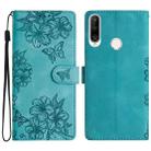 For Huawei P30 lite Cherry Blossom Butterfly Skin Feel Embossed PU Phone Case(Green) - 1