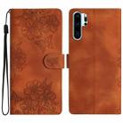 For Huawei P30 Pro Cherry Blossom Butterfly Skin Feel Embossed PU Phone Case(Brown) - 1