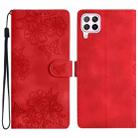 For Huawei P40 lite Cherry Blossom Butterfly Skin Feel Embossed PU Phone Case(Red) - 1