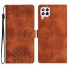 For Huawei P40 lite Cherry Blossom Butterfly Skin Feel Embossed PU Phone Case(Brown) - 1