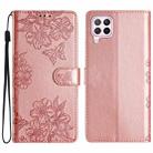 For Huawei P40 lite Cherry Blossom Butterfly Skin Feel Embossed PU Phone Case(Rose Gold) - 1