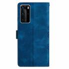 For Huawei P40 Pro Cherry Blossom Butterfly Skin Feel Embossed PU Phone Case(Blue) - 3