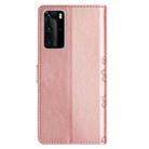 For Huawei P40 Pro Cherry Blossom Butterfly Skin Feel Embossed PU Phone Case(Rose Gold) - 3