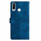 For Huawei Y6p Cherry Blossom Butterfly Skin Feel Embossed PU Phone Case(Blue) - 3