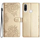 For Huawei Y6p Cherry Blossom Butterfly Skin Feel Embossed PU Phone Case(Gold) - 1