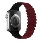 For Apple Watch SE 2023 44mm Bamboo Magnetic Silicone Watch Band(Wine Red Black) - 1