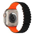 For Apple Watch Ultra 2 49mm Bamboo Magnetic Silicone Watch Band(Black Orange) - 1