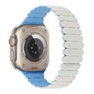For Apple Watch Ultra 2 49mm Bamboo Magnetic Silicone Watch Band(White Fog Blue) - 1