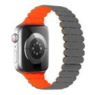 For Apple Watch Series 9 45mm Bamboo Magnetic Silicone Watch Band(Grey Orange) - 1