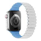 For Apple Watch Series 9 45mm Bamboo Magnetic Silicone Watch Band(White Fog Blue) - 1