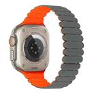 For Apple Watch Ultra 49mm Bamboo Magnetic Silicone Watch Band(Grey Orange) - 1