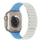 For Apple Watch Ultra 49mm Bamboo Magnetic Silicone Watch Band(White Fog Blue) - 1