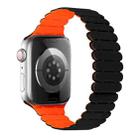 For Apple Watch Series 8 45mm Bamboo Magnetic Silicone Watch Band(Black Orange) - 1